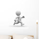 3d white human running alone in white background 