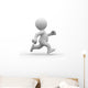 3d white human running alone in white background 