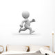 3d white human running alone in white background 