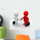 3d bussines white and red humans make a handshake 