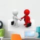 3d bussines white and red humans make a handshake 