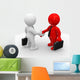 3d bussines white and red humans make a handshake 