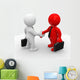 3d bussines white and red humans make a handshake 