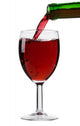 pouring red wine from the bottle into a glass 