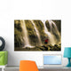Time Delay Of Waterfall With Cyclist Carrying Bicycle Wall Mural