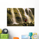 Time Delay Of Waterfall With Cyclist Carrying Bicycle Wall Mural