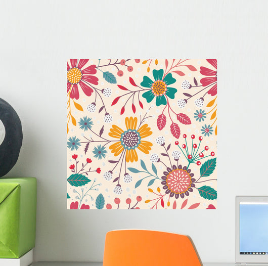 Seamless Floral Pattern Wall Decal Design 4