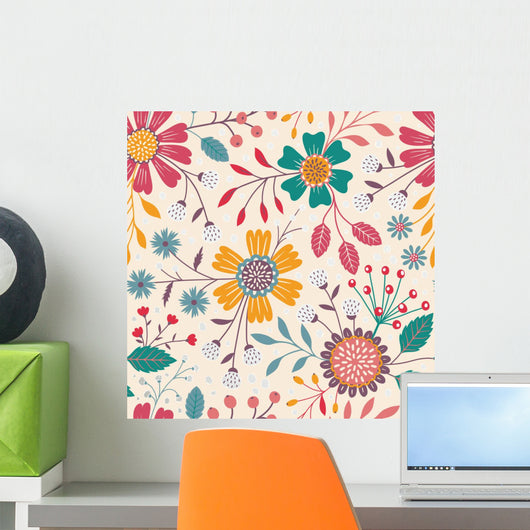Seamless Floral Pattern Wall Decal Design 4