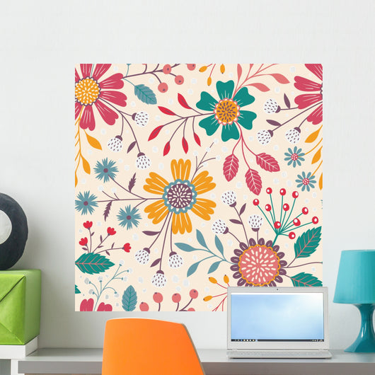 Seamless Floral Pattern Wall Decal Design 4
