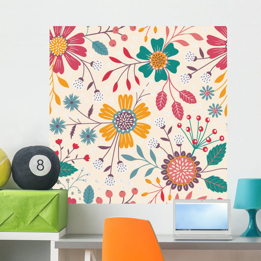 Seamless Floral Pattern Wall Decal Design 4