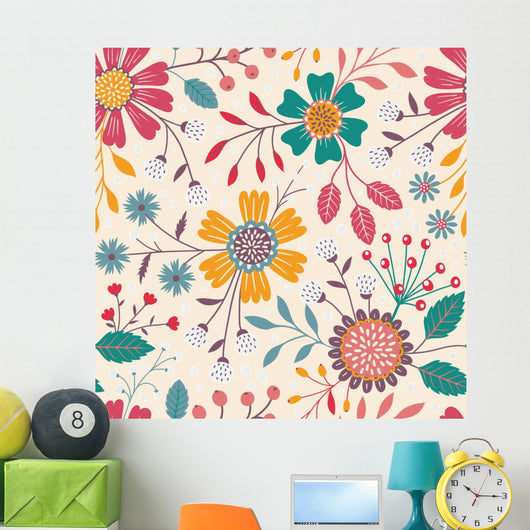Seamless Floral Pattern Wall Decal Design 4