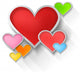 3D colorful paper hearts on white background (vector) Wall Decal