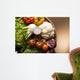 still life with vegetables isolated on brown background 