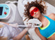 Woman getting laser face treatment in medical spa center 