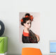 The young Japanese woman on a grey background Wall Mural