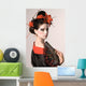 The young Japanese woman on a grey background Wall Mural