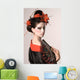 The young Japanese woman on a grey background Wall Mural