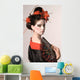 The young Japanese woman on a grey background Wall Mural