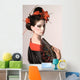 The young Japanese woman on a grey background Wall Mural