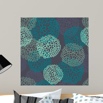 Seamless Flowers Wall Decal Design 2 shown on a wall