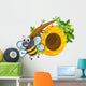 A smiling bee near the big beehive Wall Decal