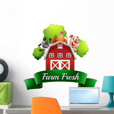 Farm Fresh Label with Wall Decal shown on a wall