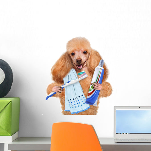 Brushing Teeth Dog Wall Decal