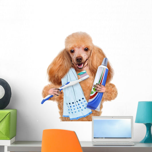 Brushing Teeth Dog Wall Decal