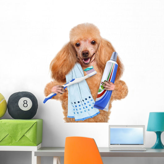 Brushing Teeth Dog Wall Decal