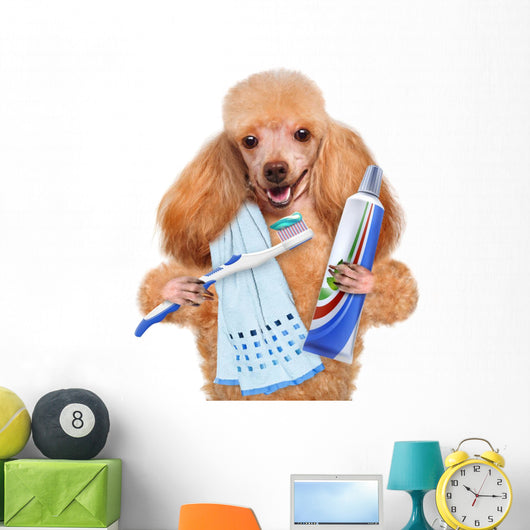 Brushing Teeth Dog Wall Decal