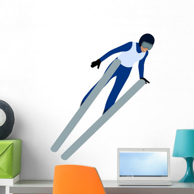 Skier Doing Ski Jumping Wall Decal shown on a wall