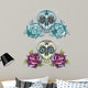 Sugar Skull with Roses Wall Decal Sticker Set