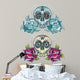 Sugar Skull with Roses Wall Decal Sticker Set