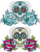 Sugar Skull with Roses Wall Decal Sticker Set