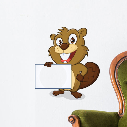 Beaver holding sign Wall Decal
