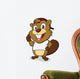 Beaver wearing a hat and a white t shirt Wall Decal