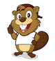 Beaver wearing a hat and a white t shirt Wall Decal
