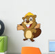Beaver wearing a hard hat and holding a plank of wood Wall Decal