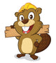 Beaver wearing a hard hat and holding a plank of wood Wall Decal