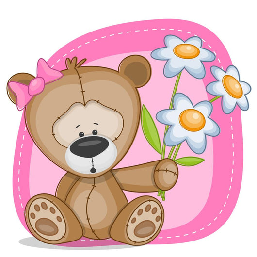 Bear girl with flowers Wall Decal
