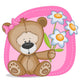 Bear girl with flowers Wall Decal