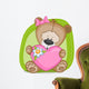 Bear girl with heart Wall Decal