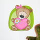 Bear girl with heart Wall Decal
