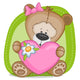 Bear girl with heart Wall Decal