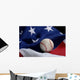 baseball on american flag Wall Mural