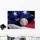baseball on american flag Wall Mural