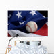 baseball on american flag Wall Mural
