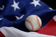baseball on american flag Wall Mural