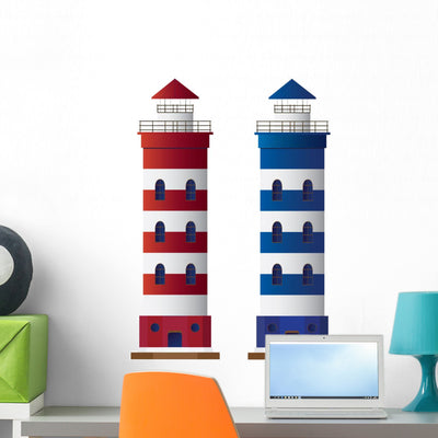 Vector Lighthouse White Wall Mural shown on a wall