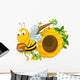 A Bee Holding a Pot of Honey near the Beehive Wall Decal